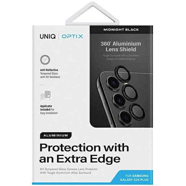 UNIQ Optix Aluminium Camera Lens Protector Sam S24+ S926 μαύρο μεσάνυχτα προστατευτικό γυαλί φακού μηχανής με εφαρμογέα - Image 2