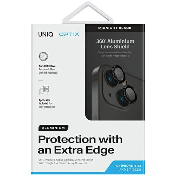 UNIQ Optix Προστατευτικό Φακού Κάμερας Αλουμινίου για iPhone 15 6.1" / 15 Plus 6.7" midnight black με εφαρμογέα - Image 2