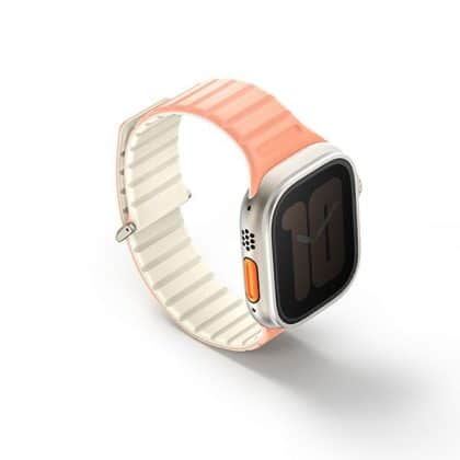 UNIQ pasek Revix Evo Apple Watch Series 1/2/3/4/5/6/7/8/9/SE/SE2/Ultra/Ultra2 43/44/45/49mm Reversible Magnetic różowo-biały/crepe pink-ivory