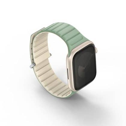 UNIQ pasek Revix Evo Apple Watch Series 1/2/3/4/5/6/7/8/9/SE/SE2 38/40/41mm Reversible Magnetic miętowo-beżowy/soft mint-beige