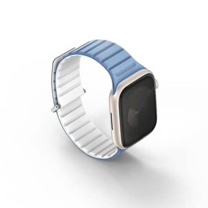 UNIQ pasek Revix Evo Apple Watch Series 1/2/3/4/5/6/7/8/9/SE/SE2 38/40/41mm Reversible Magnetic niebiesko-biały/powder blue-white