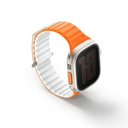UNIQ λουράκι Revix Evo για Apple Watch Series 1/2/3/4/5/6/7/8/9/SE/SE2/Ultra/Ultra2 42/44/45/49mm Reversible Magnetic πορτοκαλί-λευκό/amber orange-white