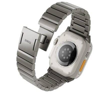 UNIQ pasek Strova Mag Apple Watch 42/44/ 45/49mm Series 1/2/3/4/5/6/7/8/9/10/SE/SE2/Ultra/Ultra 2 Stainless Steel tytanowy/titanium silver