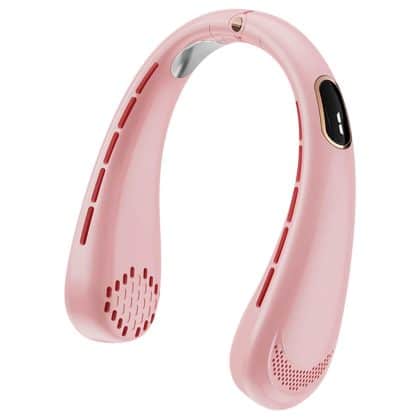 Techsuit - Φορητός Ανεμιστήρας Λαιμού (H6) - USB, Επαναφορτιζόμενος, Ρυθμιζόμενος, Ψηφιακή Οθόνη - Ροζ
