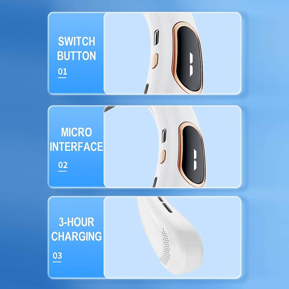 Techsuit - Φορητός Ανεμιστήρας Λαιμού (H6) - USB, Επαναφορτιζόμενος, Ρυθμιζόμενος, Ψηφιακή Οθόνη - Πράσινο - Image 5