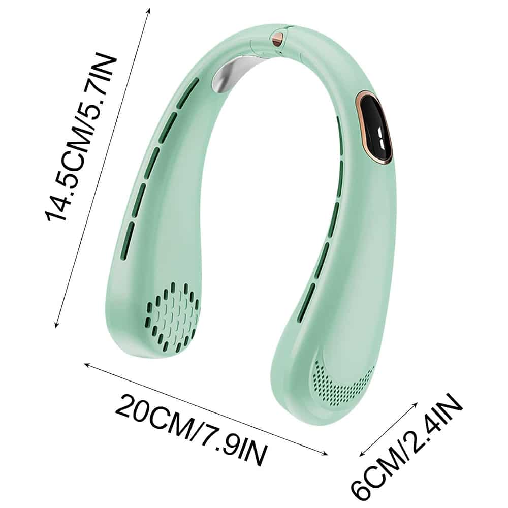 Techsuit - Φορητός Ανεμιστήρας Λαιμού (H6) - USB, Επαναφορτιζόμενος, Ρυθμιζόμενος, Ψηφιακή Οθόνη - Πράσινο - Image 7