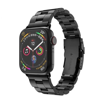 Techsuit - Watchband (W036) - Apple Watch 1/2/3/4/5/6/7/8/9/10/SE/SE 2/Ultra/Ultra 2 (42/44/45/46/49mm) - Black