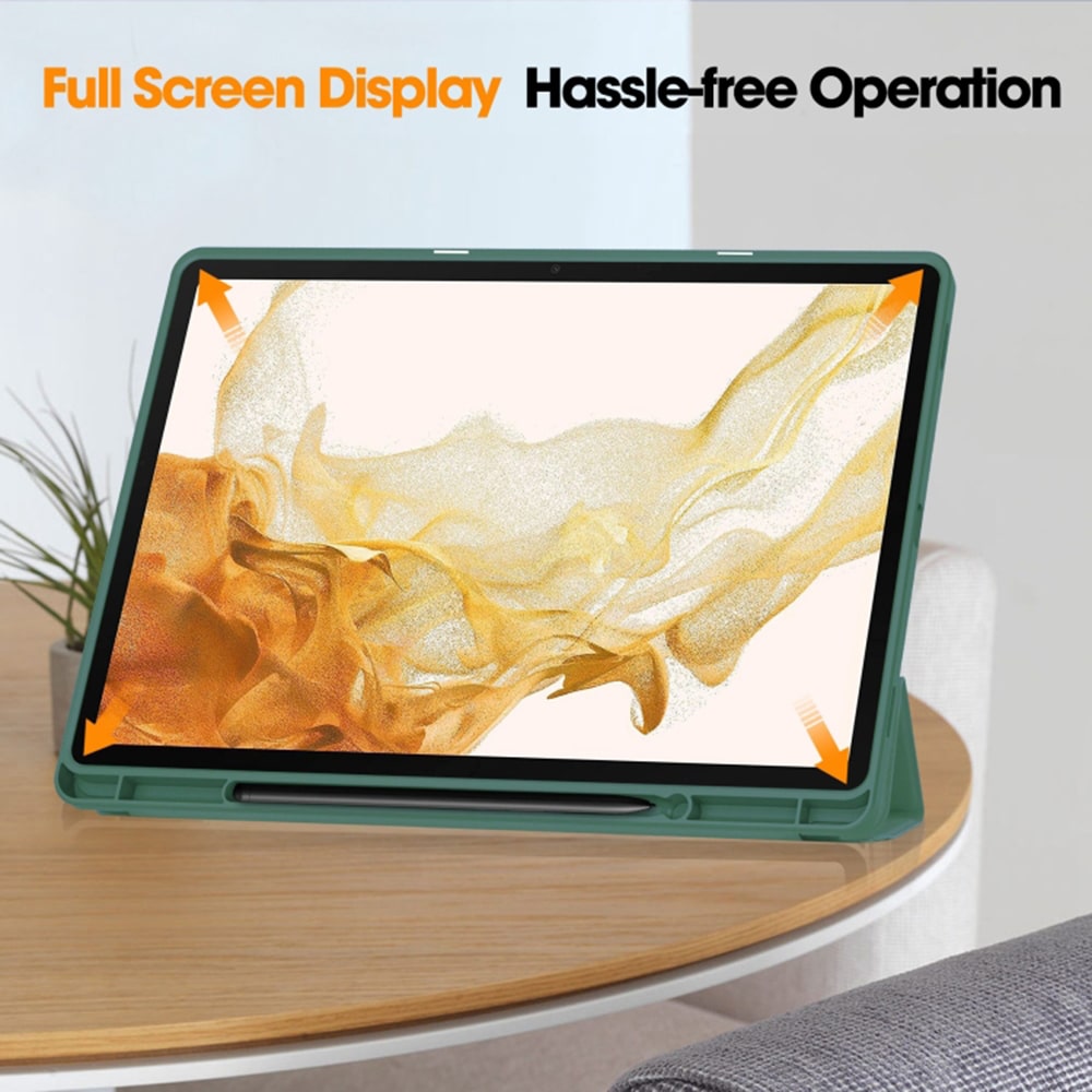 Techsuit - Flex Trifold (with Pencil Holder) - Samsung Galaxy Tab S7 Plus / S8 Plus - Green - Image 3