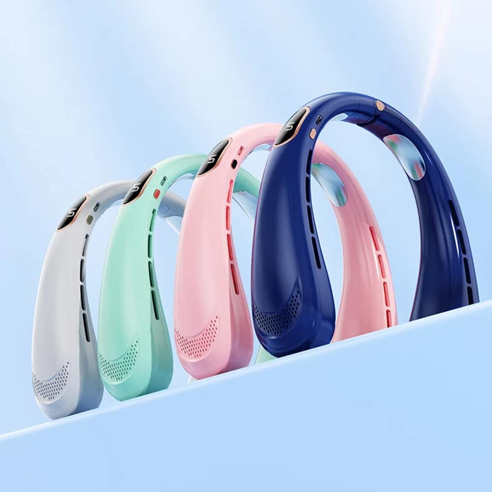 Techsuit - Φορητός Ανεμιστήρας Λαιμού (H6) - USB, Επαναφορτιζόμενος, Ρυθμιζόμενος, Ψηφιακή Οθόνη - Πράσινο - Image 8