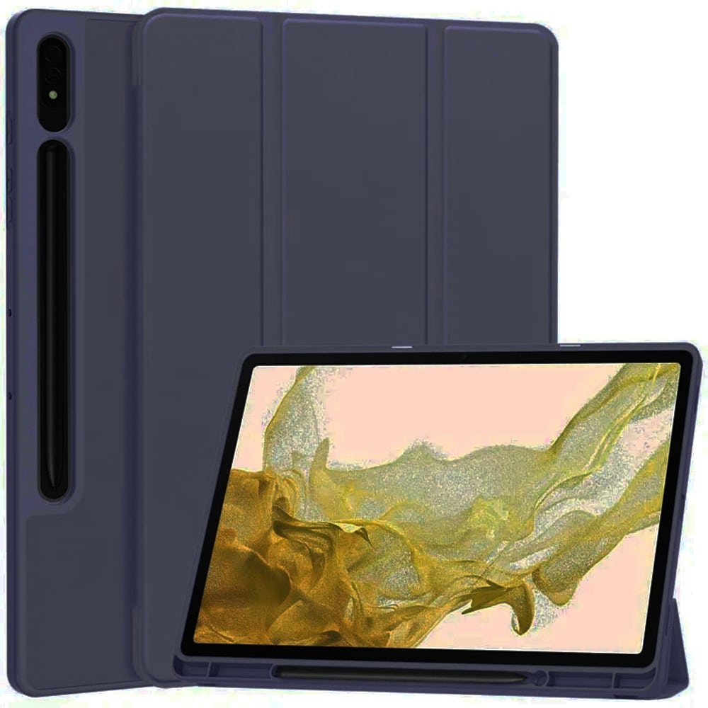Techsuit - Flex Trifold (with Pencil Holder) - Samsung Galaxy Tab S7 Plus / S8 Plus - Dark Blue - Image 7