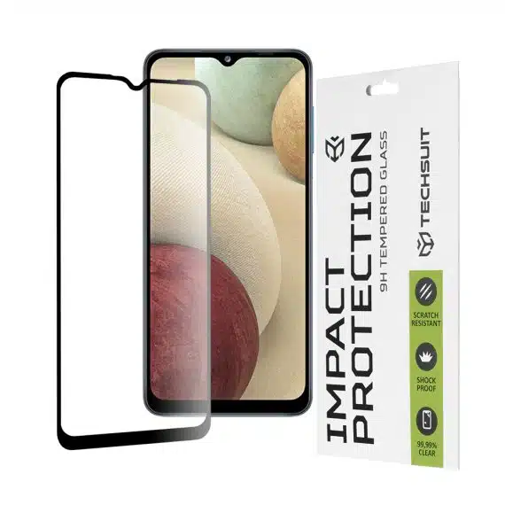 Techsuit - 111D Πλήρης Κάλυψη / Full Glue Γυαλί - Samsung Galaxy A02 / M02 / A12 / A12 Nacho / F12 / M12 / A32 5G - Μαύρο