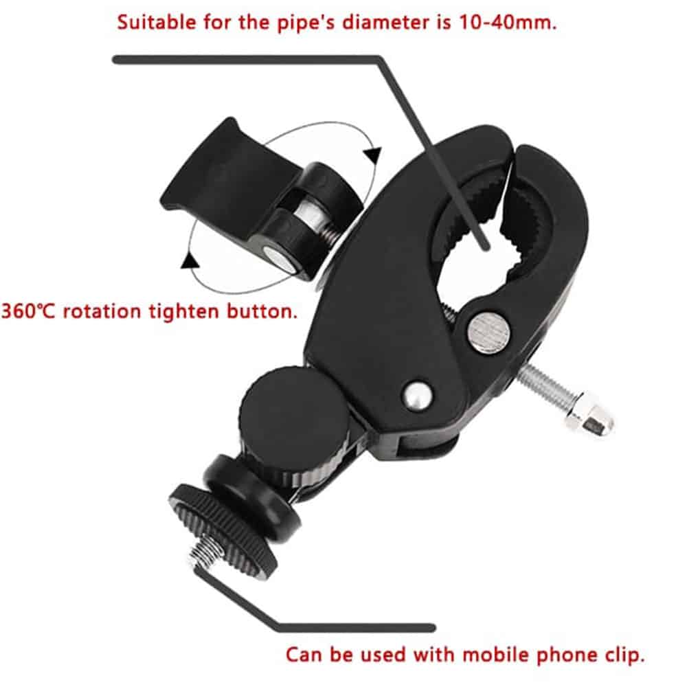 Techsuit - Mount for Handlebar (CAL07) - for GoPro Action Camera, with 1/4" Screw Compatibility - Black - Image 8