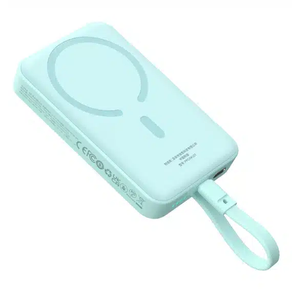 Baseus Magnetic Mini MagSafe 10000mAh 30W powerbank με ενσωματωμένο καλώδιο USB-C - μπλε + Baseus Simple Series καλώδιο USB-C - USB-C 60W 0.3m