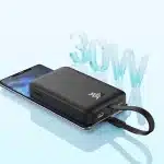 Baseus Magnetic Mini MagSafe 10000mAh 30W powerbank με ενσωματωμένο καλώδιο USB-C - μαύρο + Baseus Simple Series USB-C - USB-C 60W 0.3m καλώδιο - Image 9