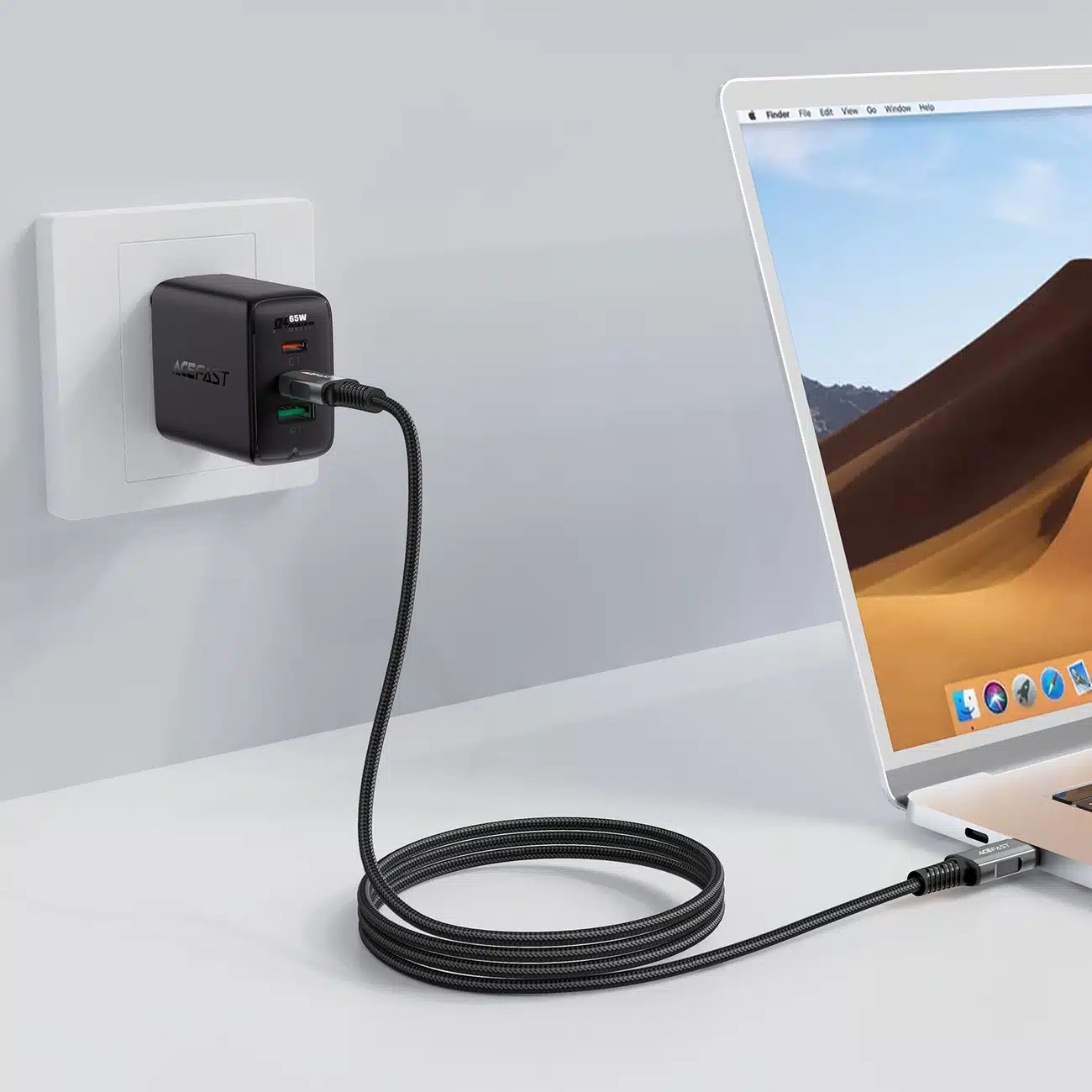 Acefast C1-09 Καλώδιο USB-C / USB-C USB4 PD3.1 5A 1m - γκρι-μαύρο - Image 4