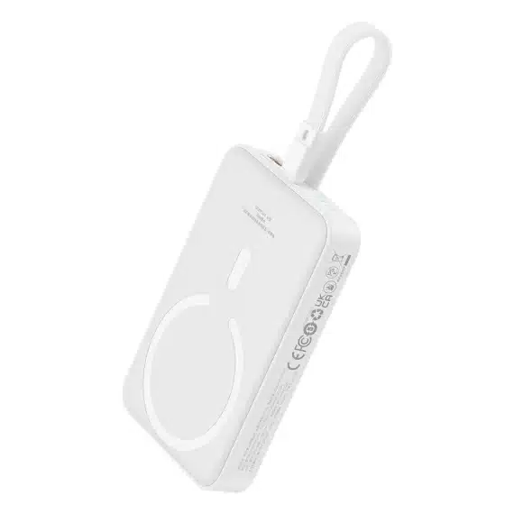Baseus Magnetic Mini MagSafe 10000mAh 20W powerbank με ενσωματωμένο καλώδιο Lightning - λευκό