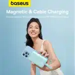 Baseus Magnetic Mini MagSafe 10000mAh 20W powerbank με ενσωματωμένο καλώδιο Lightning - μπλε - Image 11
