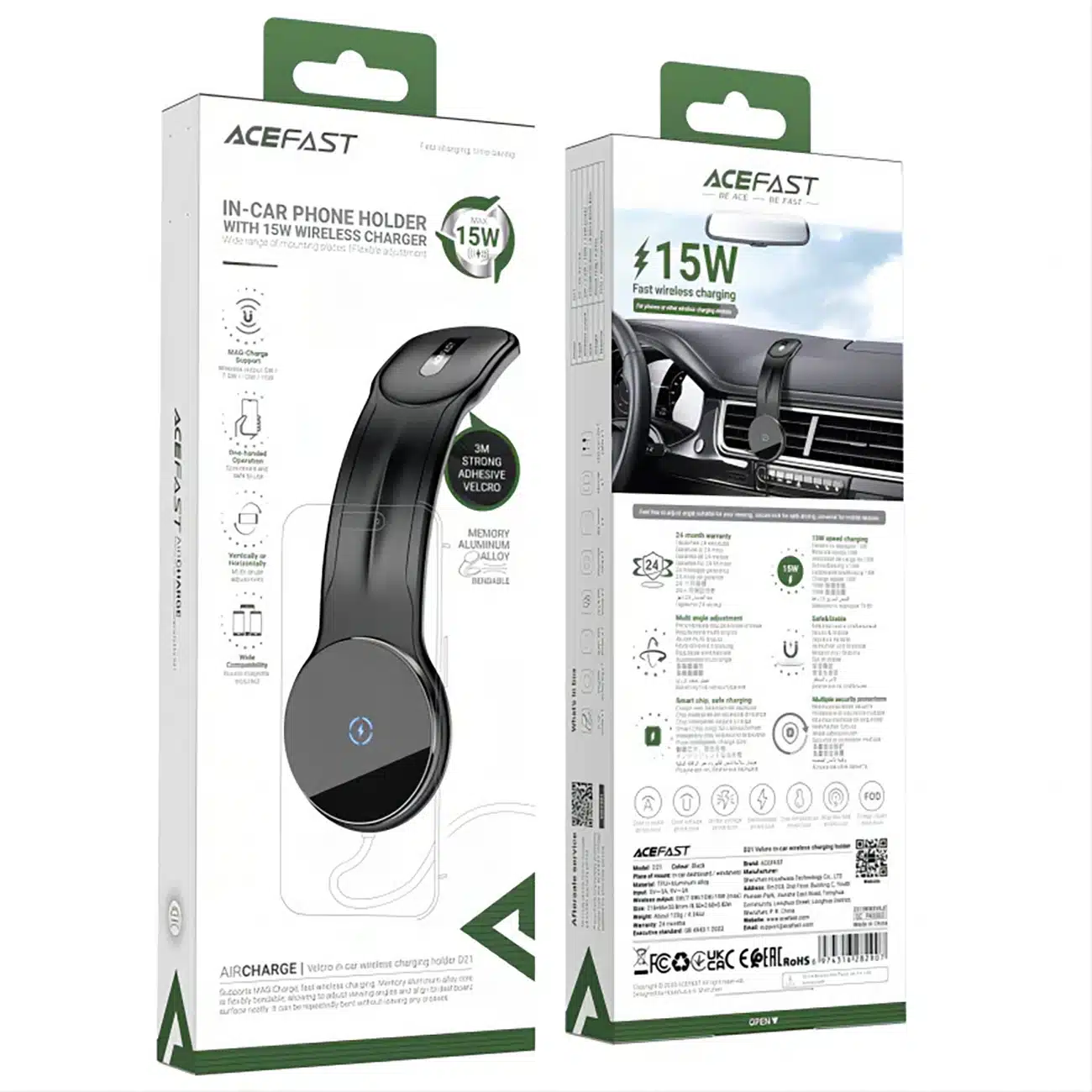 Acefast D21 Βάση αυτοκινήτου με ασύρματο φορτιστή MagSafe 15W για πιλοτήριο - μαύρο - Image 7