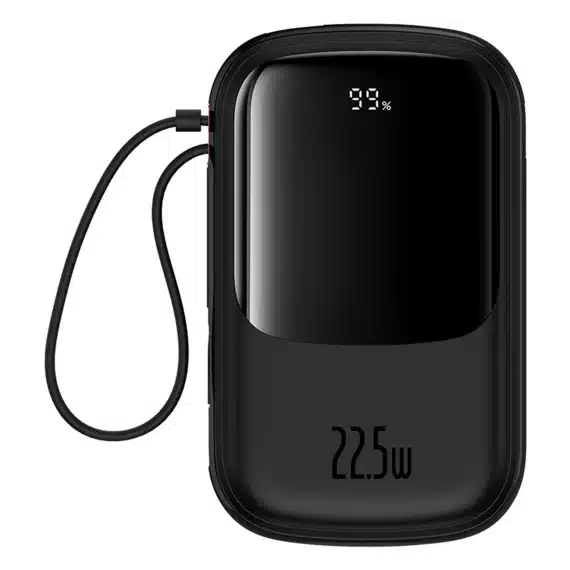Baseus Qpow Pro+ 20000mAh 22.5W powerbank με ενσωματωμένο καλώδιο USB-C και οθόνη - μαύρο