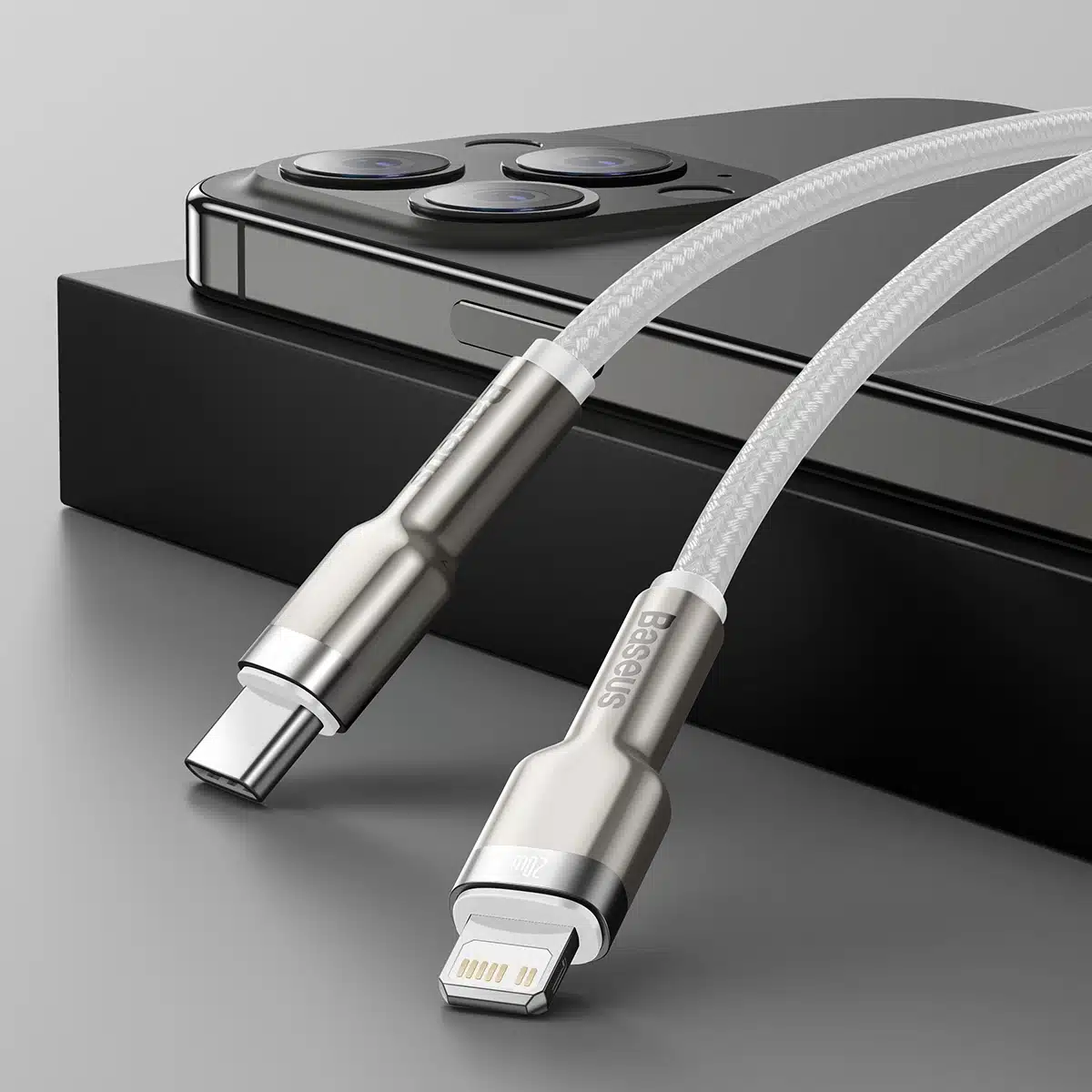 Baseus Cafule Series Metal Data USB-C / Lightning 20W PD καλώδιο 2 m - λευκό - Image 9