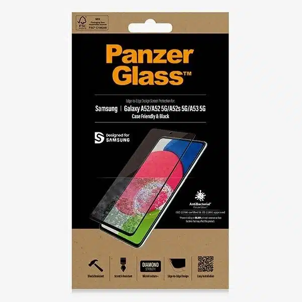 PanzerGlass Αντιβακτηριδιακό γυαλί E2E Microfracture για Samsung Galaxy A52 / A52 5G / A53 5G - με μαύρο πλαίσιο - Image 2