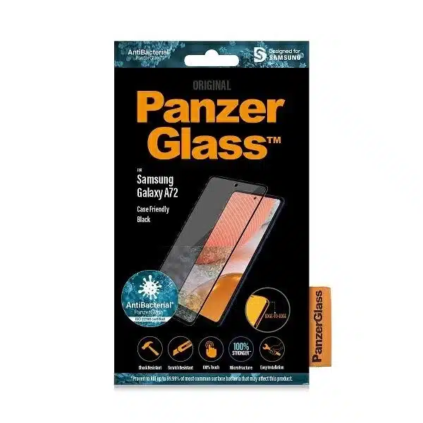 PanzerGlass Αντιβακτηριδιακό γυαλί E2E Microfracture για Samsung Galaxy A72 - με μαύρο πλαίσιο - Image 4