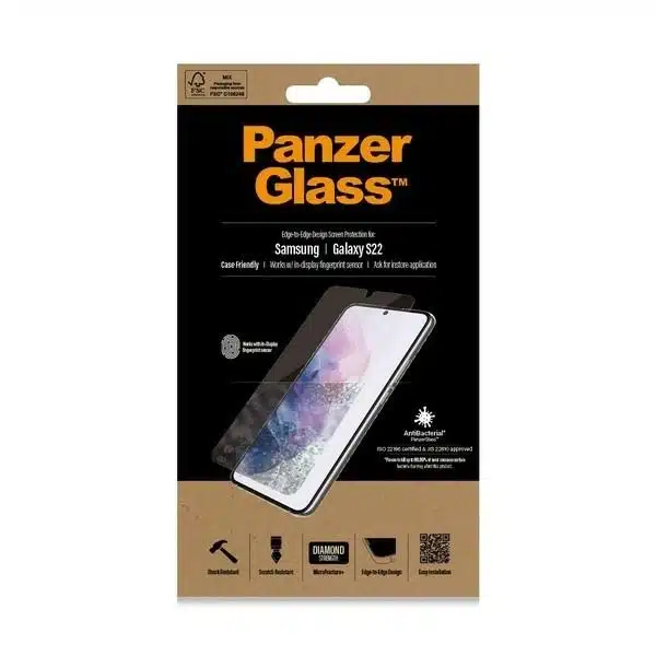 PanzerGlass Αντιβακτηριδιακό γυαλί E2E Microfracture για Samsung Galaxy S22 - με μαύρο πλαίσιο - Image 4