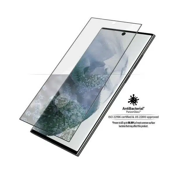 PanzerGlass Αντιβακτηριδιακό γυαλί E2E Microfracture για Samsung Galaxy S22 Ultra - με μαύρο πλαίσιο - Image 5
