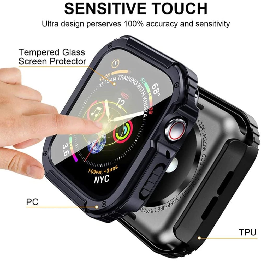 Lito - Θήκη Armor 360 Watch + Προστατευτικό Οθόνης - Apple Watch 1 / 2 / 3 (38mm) - Μπλε - Image 3