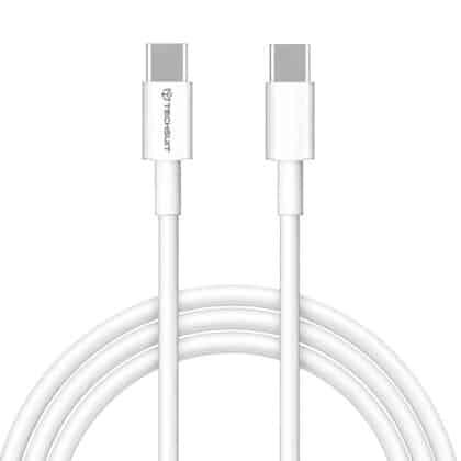 Techsuit - Δεδομένα Καλώδιο (PCB130) - USB-C σε USB-C, Γρήγορη Φόρτιση, 60W, 480Mbps, Αλουμινένιο Κράμα, 1m - Λευκό