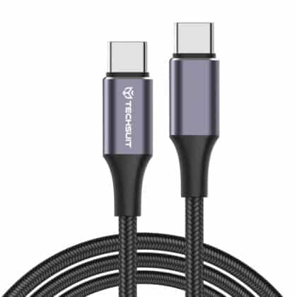 Techsuit - Καλώδιο Δεδομένων (PCB018) - USB-C σε USB-C, Υπερταχεία Φόρτιση, PD100W, 480Mbps, Νάιλον, Αλουμίνιο Κράμα, 1m - Μαύρο