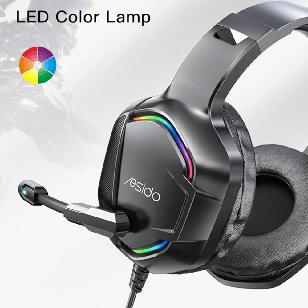 Yesido - Ενσύρματα Ακουστικά (EK01) - για Gaming, Jack 3.5mm, με Μικρόφωνο, RGB LED Φώτα - Μαύρο - Image 3
