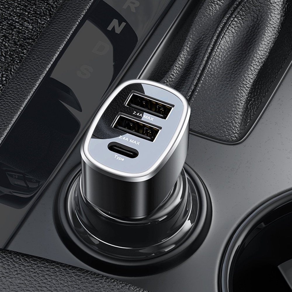 Yesido - Φορτιστής Αυτοκινήτου (Y47) - Διπλό USB, Type-C, Γρήγορη Φόρτιση, 49W, Αλουμινένιο Κράμα - Μαύρο - Image 5