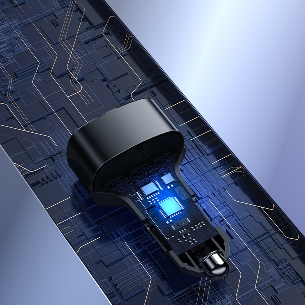 Yesido - Φορτιστής Αυτοκινήτου (Y47) - Διπλό USB, Type-C, Γρήγορη Φόρτιση, 49W, Αλουμινένιο Κράμα - Μαύρο - Image 8