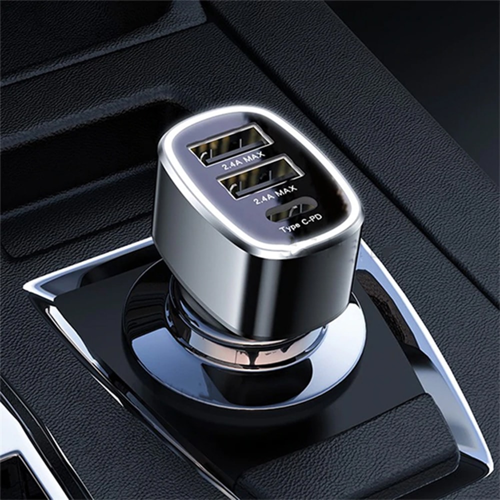 Yesido - Φορτιστής Αυτοκινήτου (Y47) - Διπλό USB, Type-C, Γρήγορη Φόρτιση, 49W, Αλουμινένιο Κράμα - Μαύρο - Image 7