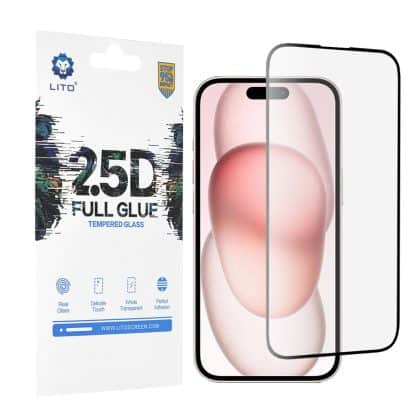 Lito - Γυαλί 2.5D FullGlue - iPhone 15 - Μαύρο