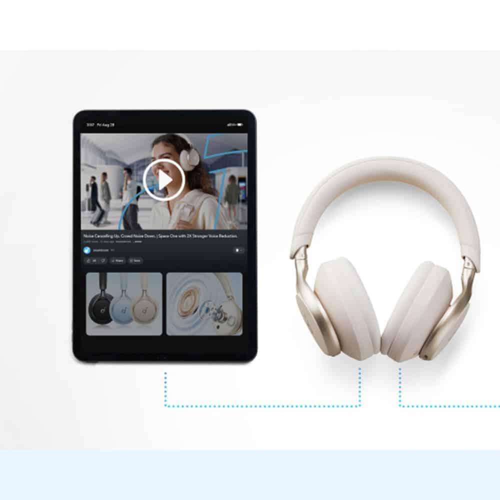 Anker - Ασύρματα Ακουστικά SoundCore Space One (A3035G21) - Bluetooth 5.3, Ενεργή Ακύρωση Θορύβου, Hi-Res - Λευκό - Image 7