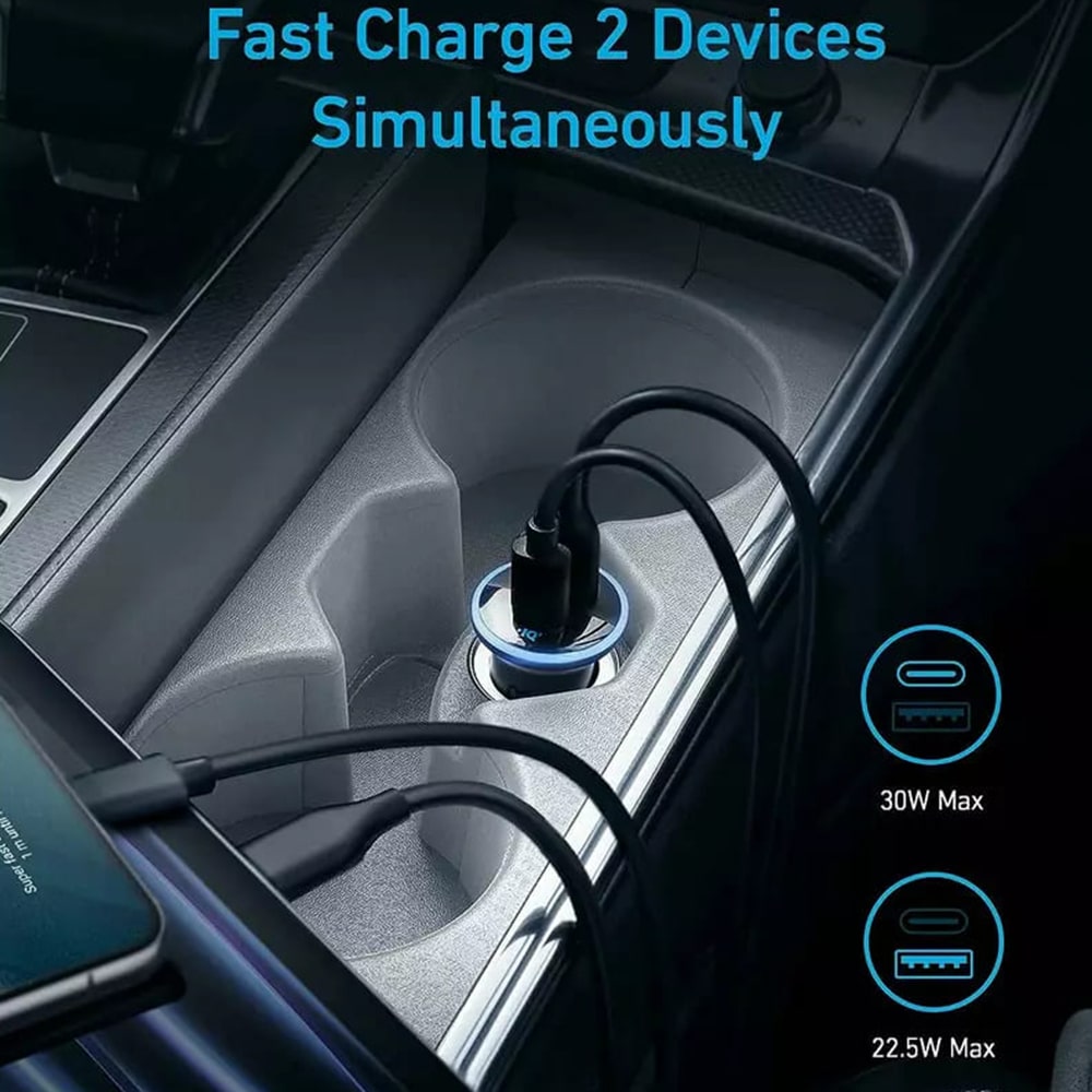 Anker - Φορτιστής Αυτοκινήτου 323 (A2735G11) - USB, Type-C, Φως LED, 52.5W - Μαύρο - Image 3