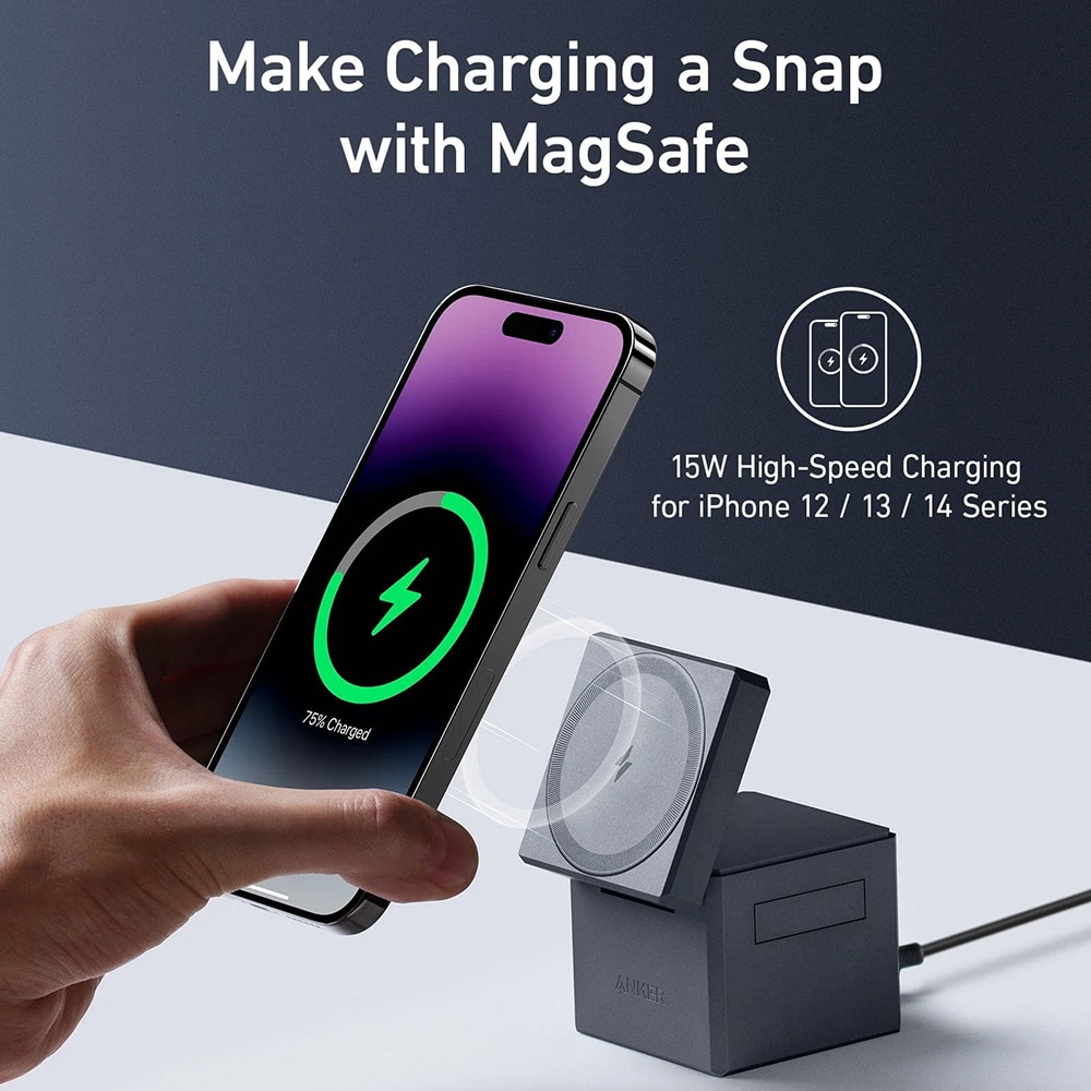 Anker - Power Bank Cube MagSafe (Y1811G11) - για Τηλέφωνο, Apple Watch, AirPods, 15W - Μαύρο - Image 4