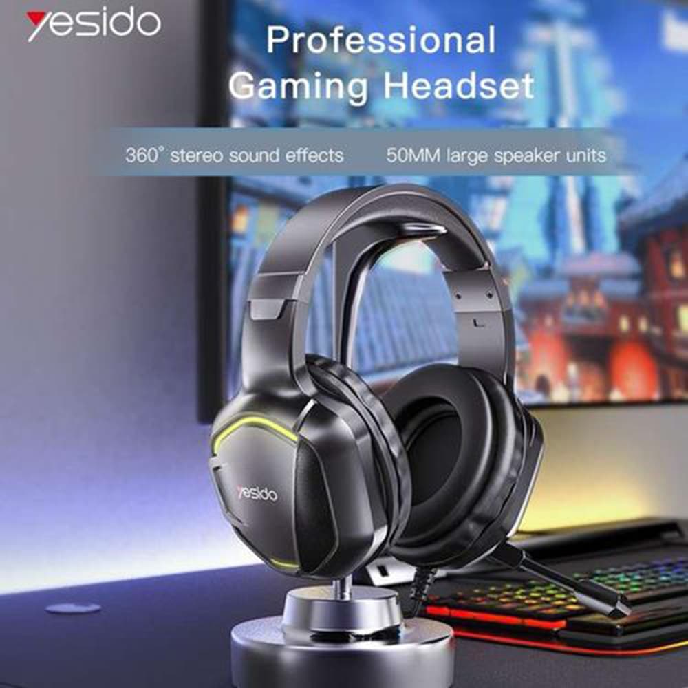 Yesido - Ενσύρματα Ακουστικά (EK01) - για Gaming, Jack 3.5mm, με Μικρόφωνο, RGB LED Φώτα - Μαύρο - Image 4