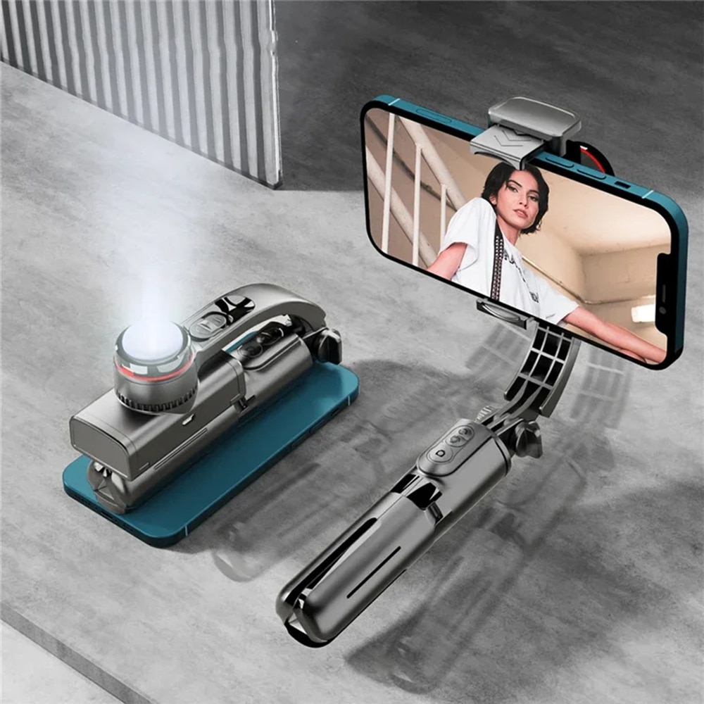 Techsuit - Selfie Stick (L18sMini) - Stable Gimbal/Tripod with Bluetooth Remote Control, Fill Light, 360 Rotation, 70cm - Black - Image 3