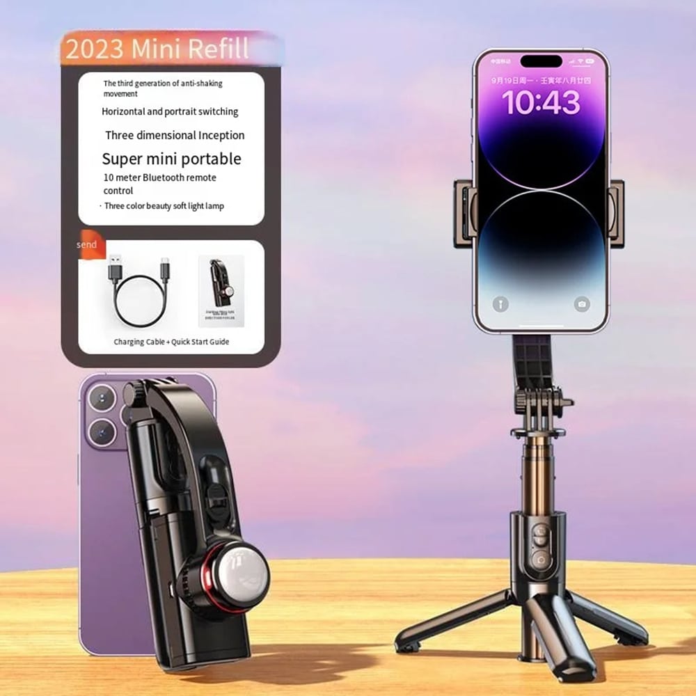 Techsuit - Selfie Stick (L18sMini) - Stable Gimbal/Tripod with Bluetooth Remote Control, Fill Light, 360 Rotation, 70cm - Black - Image 11