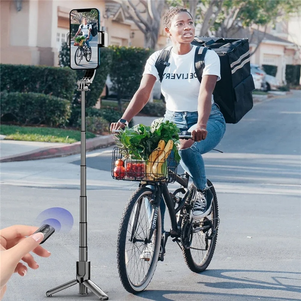 Techsuit - Selfie Stick (L18sMini) - Stable Gimbal/Tripod with Bluetooth Remote Control, Fill Light, 360 Rotation, 70cm - Black - Image 7
