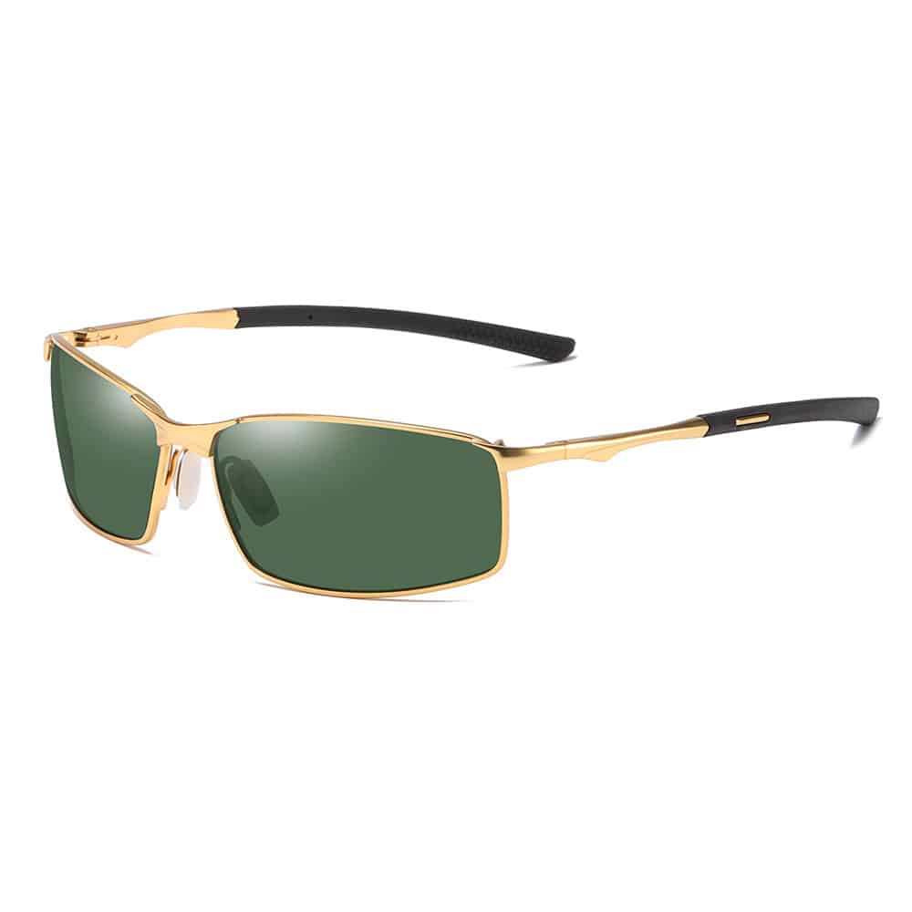 Techsuit - Ανδρικά Γυαλιά Ηλίου Polarized (559), με Προστασία UV και Μεταλλικό Πλαίσιο, Ορθογώνια - Χρυσό / Πράσινο One Size - Image 2
