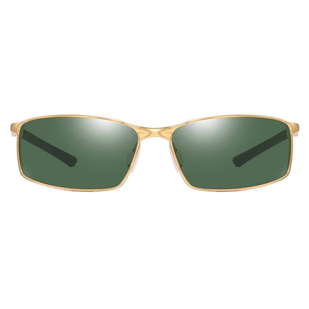 Techsuit - Ανδρικά Γυαλιά Ηλίου Polarized (559), με Προστασία UV και Μεταλλικό Πλαίσιο, Ορθογώνια - Χρυσό / Πράσινο One Size - Image 3