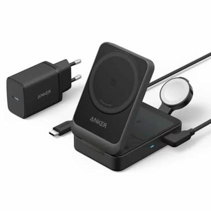 Anker - Power Bank MagGo 3in1 (B2557311) - Qi2, για Apple, 15W, με Φορτιστή USB-C και Καλώδιο Τύπου-C - Μαύρο