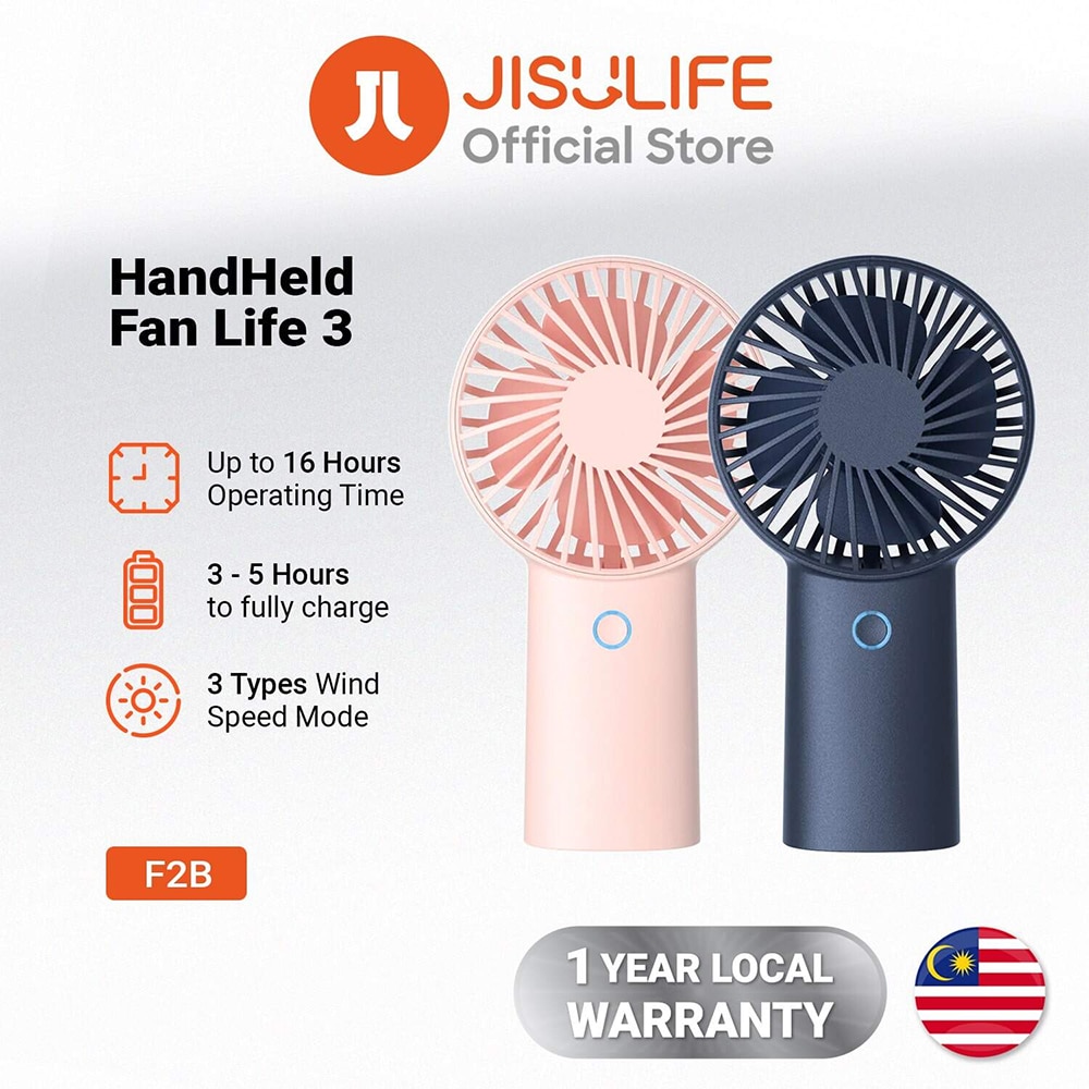 JisuLife - Πολυτελής Μίνι Φορητός Ανεμιστήρας Life3 (F2B) - Φορητός, Υπερ-Σιωπηλός, Type-C, 3 Ταχύτητες, 4000mAh - Λευκός - Image 3
