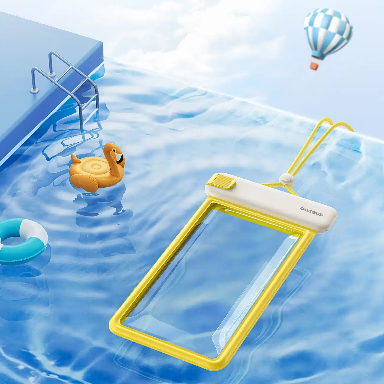 Baseus DeepDive θήκη αδιάβροχη IPX8 με 4 στρώσεις σφράγισης - λευκό και κίτρινο - Image 7
