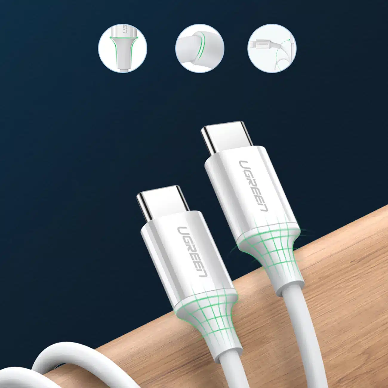 Ugreen US264 60520 καλώδιο USB-C / USB-C PD QC AFC 2m - λευκό - Image 8