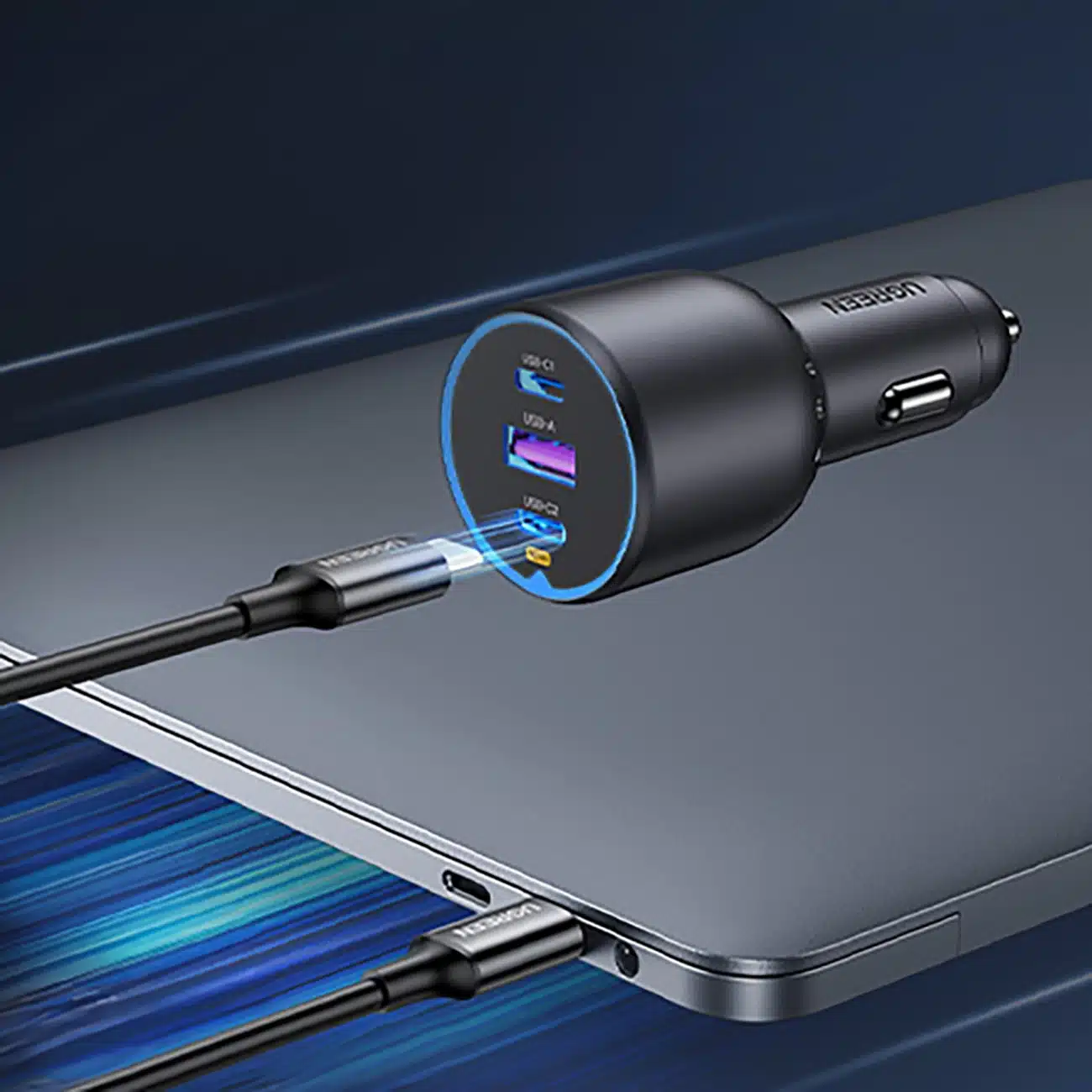 Ugreen EC705 φορτιστής αυτοκινήτου 130W 2x USB-C 1x USB-A - γκρι - Image 4
